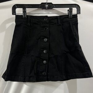 Black denim button up skirt